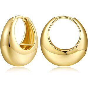 ⚡18K Gold Chunky Hoop Earrings Lightweight Hypoallergenic No Fade Jewelry Women